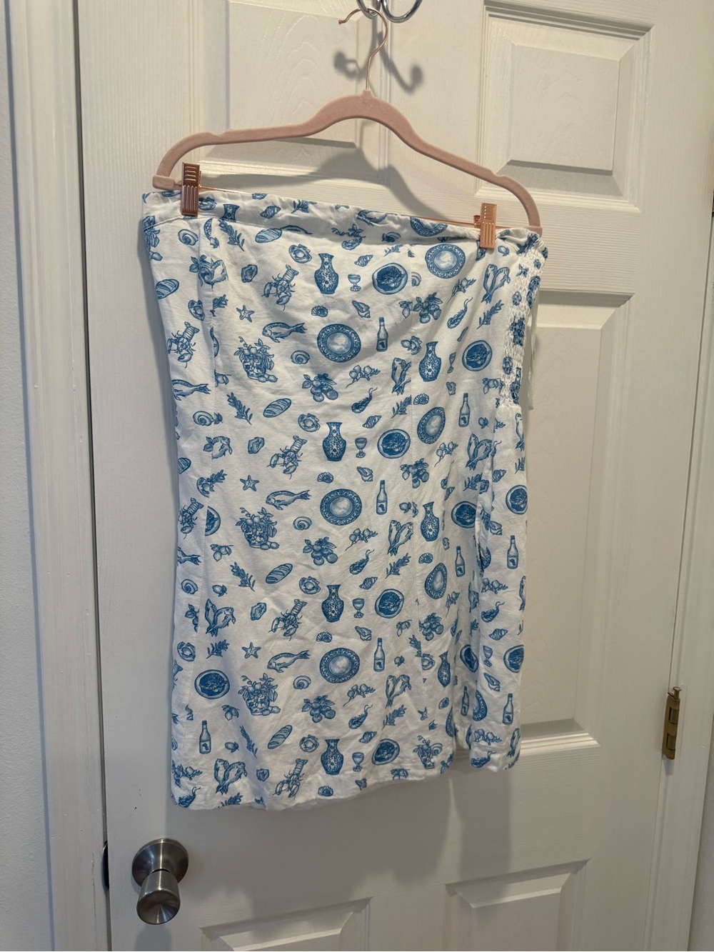 Jessica Simpson White Strapless Blue Nautical Print dresss